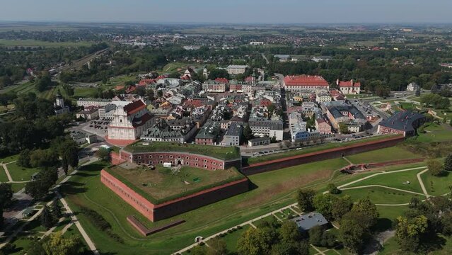 Beautiful Panorama Fortress Old Town Market Square Zamosc Aerial View Poland