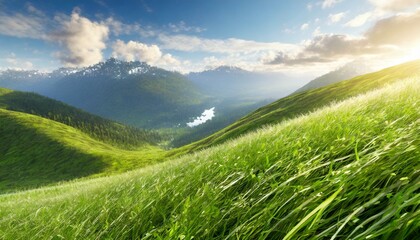 Fototapeta premium Green grass, natural outdoors. Grass texture 