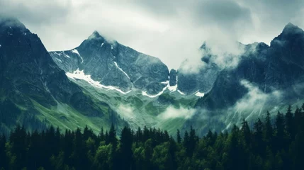 Foto op Canvas An authentic, unretouched photograph of a mountain range © Cloudyew