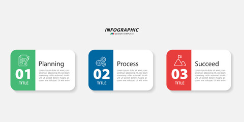 Obraz premium Infographic 3 Step timeline journey, calendar Flat simple infographics design template. presentation graph. Business concept with 3 options, vector illustration.