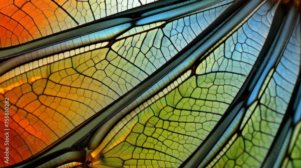 Poster hyper zoom of a dragonfly's intricate wing patterns
