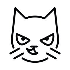 Cat with wry smile, smirking cat vector emoji icon design. Isolated mischief, cunning, flirting cat sign design. 