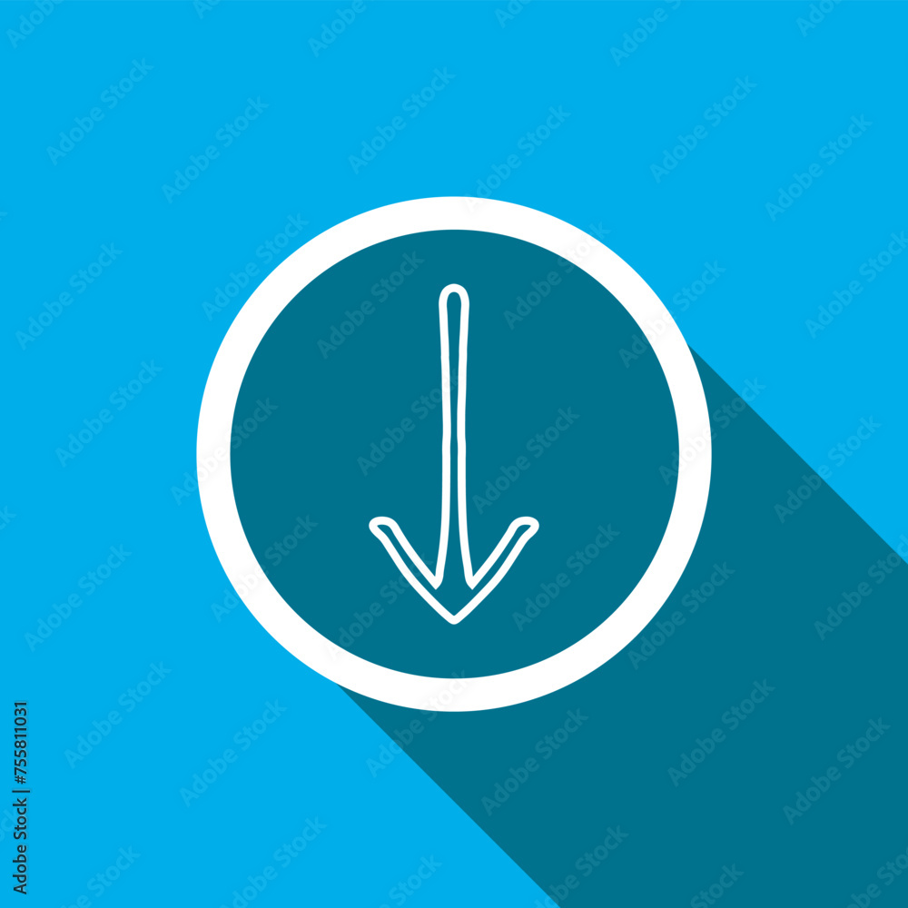 Poster down arrow icon vector. scroll down arrow icon vector in trendy flat style. move down icon image, mo