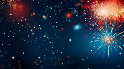 Fototapeta premium Beautiful fireworks background at night for holiday decoration