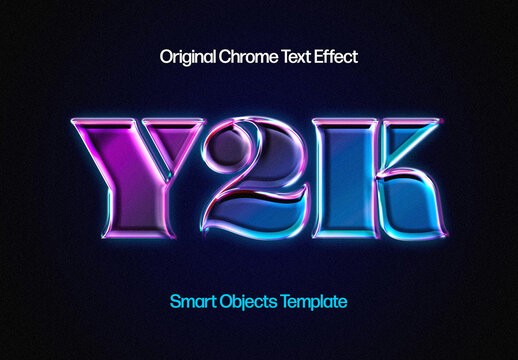 Y2K Chrome Text Effect Mockup