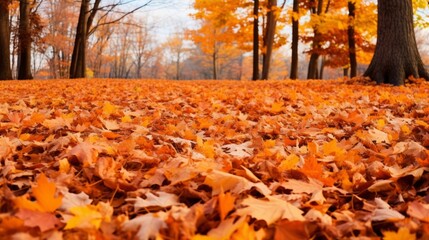 Fallen leaves forming a vibrant carpet