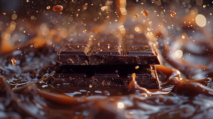 chocolate with brown splash - obrazy, fototapety, plakaty