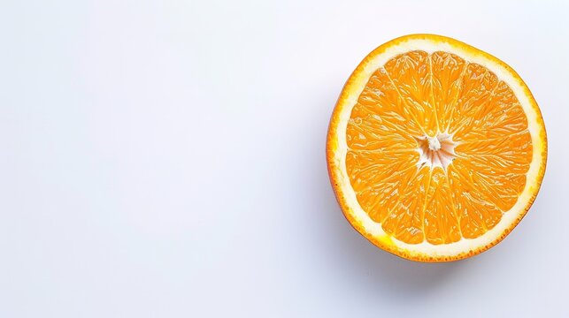 Slice orange fruit isolated on white background. flat lay, top view, copy space,generative ai