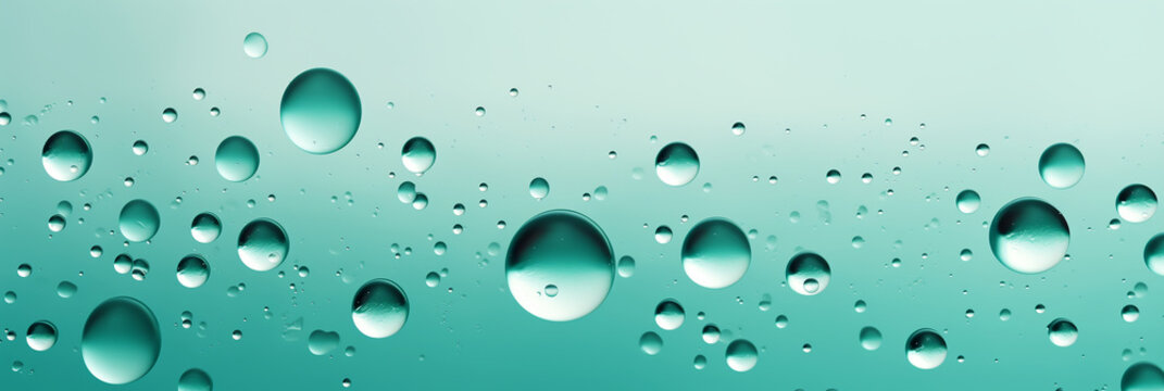 Abstract background with raindrops, mint color, soft contrast and shadows. Banner image with copy space for text.
