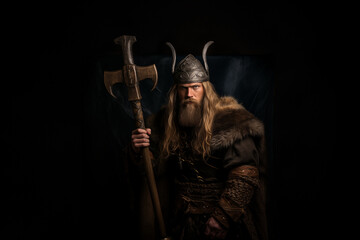 Fierce viking warrior portrait. Generative AI