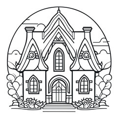 renaissance style house, vector illustration line art