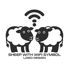 Sheep With Wi-Fi Symbol Vector Logo Design