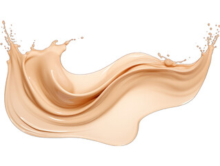 Beige liquid wave splash water isolated on transparent background, transparency image, removed background