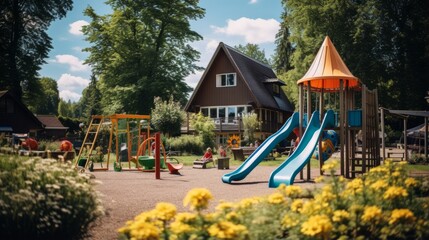 A family friendly pension with a play area and outdoor adventures - obrazy, fototapety, plakaty