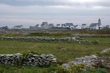mur en pierre, ile de Sein, Parc naturel régional d'Armorique, région Bretagne, 29, Finistère,...