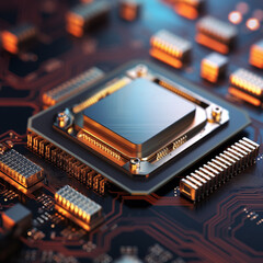 Fototapeta na wymiar Closeup of modern CPU central processing unit. Generative AI