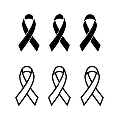 Awareness ribbon icon set. Symbolic (notification) ribbon icon. A piece of tape folded into a loop. A symbol of a social movement or show of support.