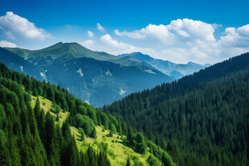Fototapeta premium Majestic beauty of Carpathian Mountains in Ukraine. Generative AI