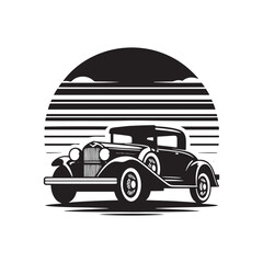 Retro Revival: Vector Classic Car Silhouette for Nostalgic Designs and Vintage Vibes. Retro car illustration, vintage car vector. - obrazy, fototapety, plakaty