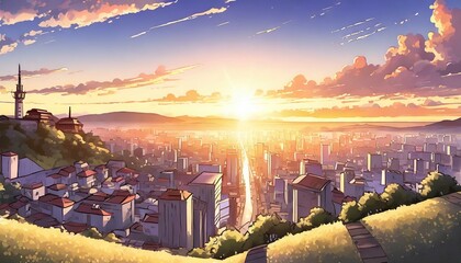 丘から見下ろした夕暮れの街並み_01