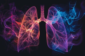 This interactive diagram vividly simulates the breathing mechanics, showing lung expansion during inhalation—diaphragm moves downwards