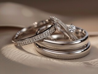 Platinum rings encircling delicate fingers