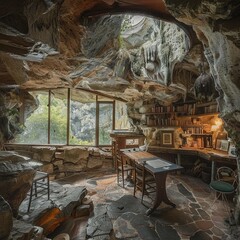 Obraz premium A secret underground retreat for artists generative ai