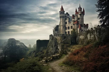 Foto op Canvas Castle looming on a hilltop. Generative AI © Nomad_Soul