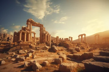 Selbstklebende Fototapeten Ancient Greek temple ruins, rumored to be the site of divine interventions and miraculous events. Generative AI © Nomad_Soul