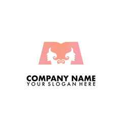 Women and book logo vector design.