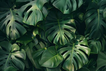 Fototapeta na wymiar Realism of Incorporate the lush green hues of the Monstera plant to add freshness and vitality to your graphic projects.