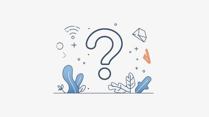 Colourful Question mark one line icon; FAQ symbol; illustration with white background; White web template concept. - obrazy, fototapety, plakaty