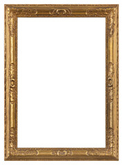 Golden picture frame on a transparent background, in PNG format.