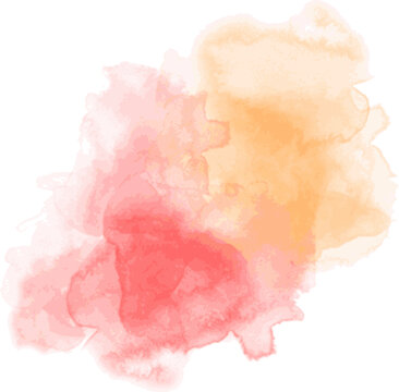 Abstract watercolor blot painted background. Vector isolated illustration. Red strawberry peach