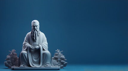 Eastern Zen Philosopher Minimalist Digital Render - obrazy, fototapety, plakaty