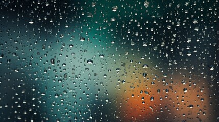 Hyper zoom of a rain soaked window with droplets