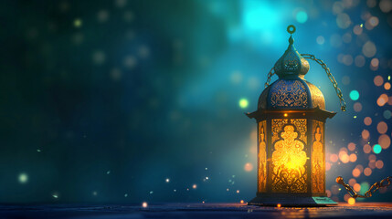 Islamic lamp background on Ramadan night.