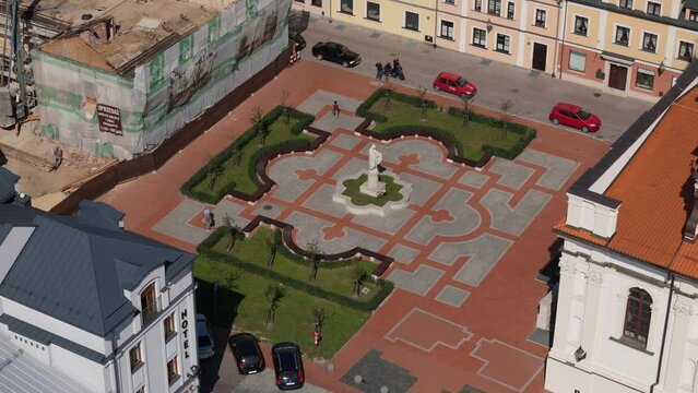 Beautiful Landscape Church Old Town Market Square Zamosc Aerial View Poland