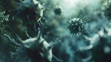 close up of virus cells, generative ai