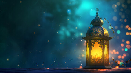 Islamic lamp background on Ramadan night.