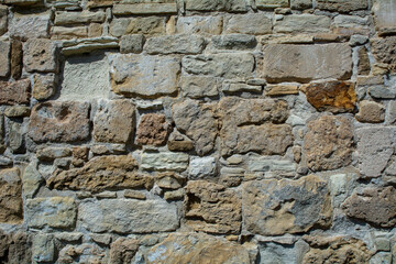 Close-up of a brown stone wall. Background image with copy space