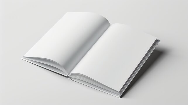 an open brochure mockup, brochure in A5, white background, subtle shadows