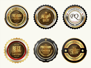 Premium quality gold and silver badge collection vector illustration  