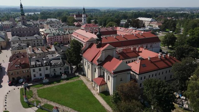Beautiful Landscape Church Old Town Zamosc Aerial View Poland