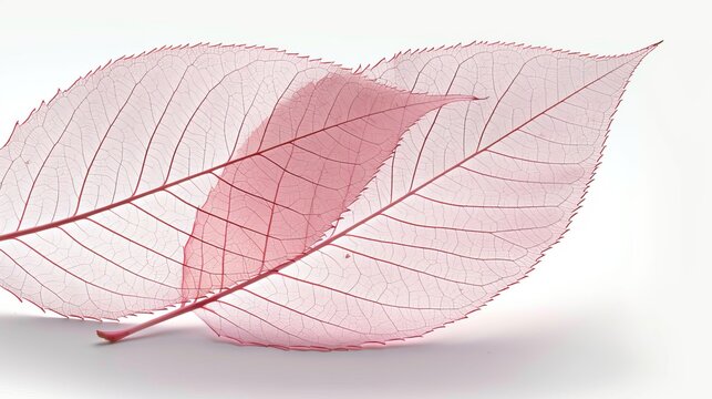 Ethereal pink leaf skeleton texture for creative background design elements concept