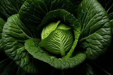 Obraz premium Ripe green cabbages texture. Generative AI