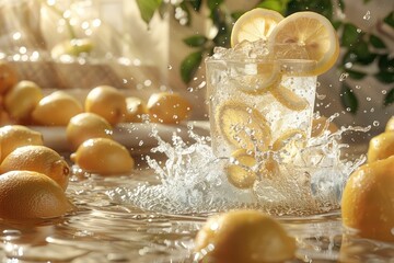 fresh squeezed lemonade professional advertising food photography - obrazy, fototapety, plakaty