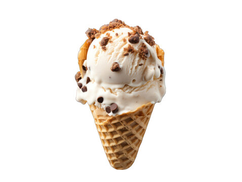 chocolate ice cream in a cown isolated on transparent background, transparency image, removed background