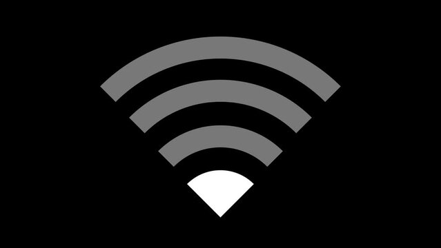 Wi-Fi Icon animation on Black Background with alpha and RGB