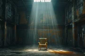 Solitary Chair Spotlight - obrazy, fototapety, plakaty